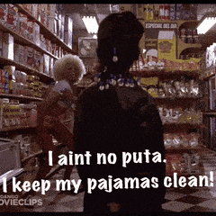 a woman in a store says i ain t no put a i keep my pajamas clean