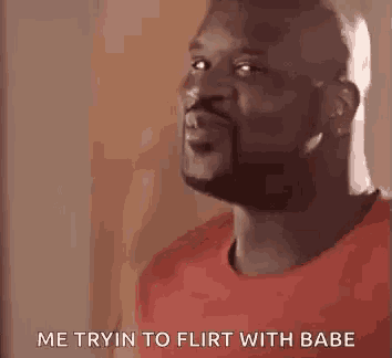 a man with a beard is wearing a red shirt and talking to someone .