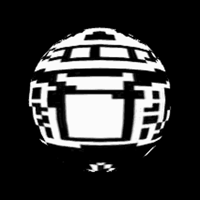a black and white optical illusion of a sphere with a square in the middle .
