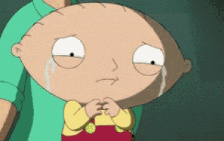 a cartoon character with a tear running down his cheek