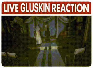a sign that says live gluskin reaction with a picture of a man