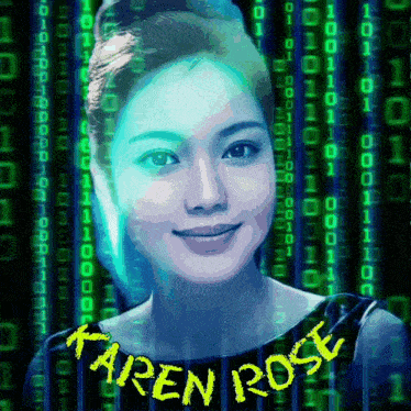 a picture of a woman with the name karen rose