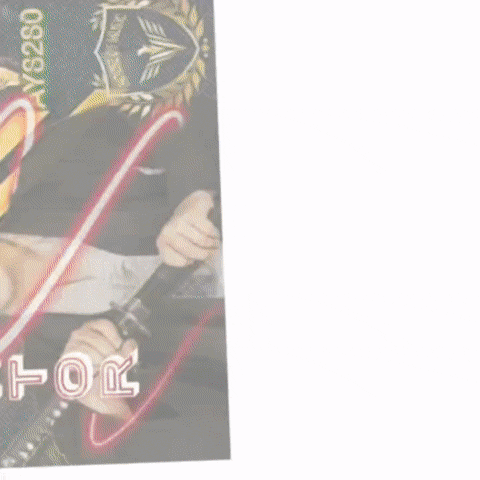 a man in a suit is holding a microphone in front of a poster that says ' aviator of music '