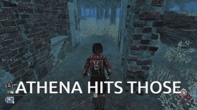 a screenshot of a video game with the words athena hits those