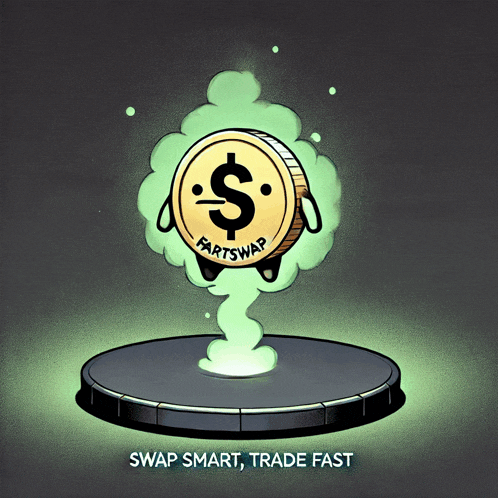 a cartoon illustration of a coin that says " fartswap "