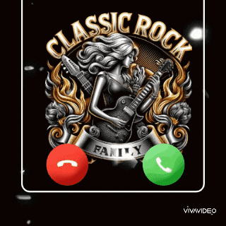 a woman playing a guitar with the words classic rock family on it