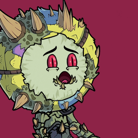 a cartoon drawing of a monster with spikes on its head