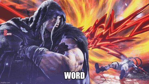 a man in a hooded cloak with the word word written on the bottom