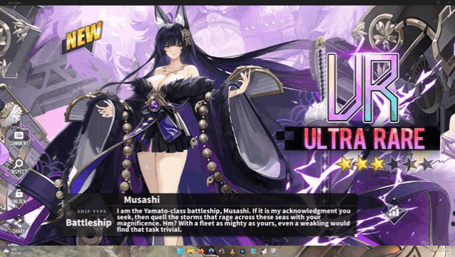 a screenshot of a video game shows a character called musashi