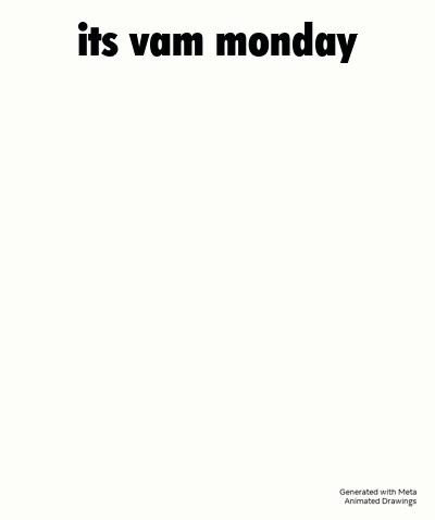 a cartoon character in a suit and tie is walking on a white background with the words `` its vam monday '' .
