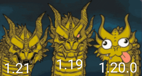 a drawing of three dragons with the numbers 1.19 and 1.20.0
