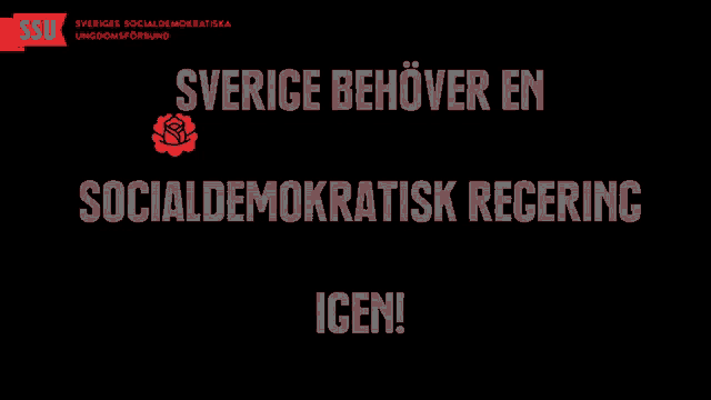 a black background with the words sverige behover en socialdemokratisk regering written in white