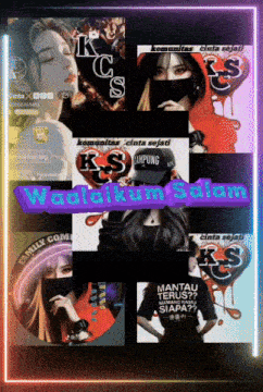 a collage of images with a woman wearing a mask and a shirt that says mantau terus?? siapa??