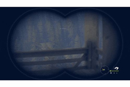 a video game screen shows a fence in the woods and a clock that shows the time as 4:20