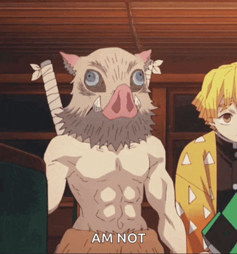 a cartoon character with a pig 's face and the words am not on the bottom