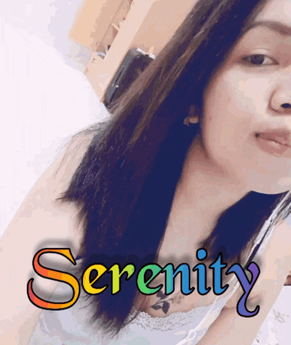 a picture of a woman with the word serenity above her