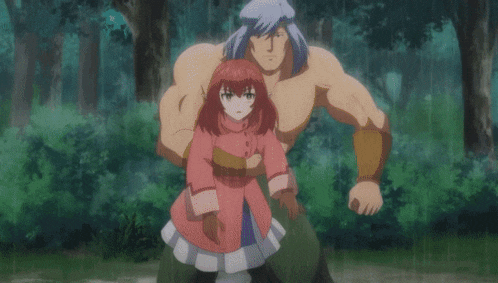 a man and a girl are standing next to each other in the rain .