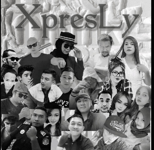 a black and white photo of a group of people with the word xpresly in the middle