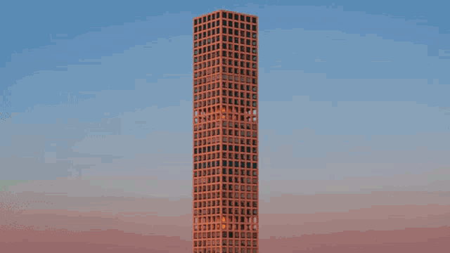 a pixel art of a building with a smiley face on the side