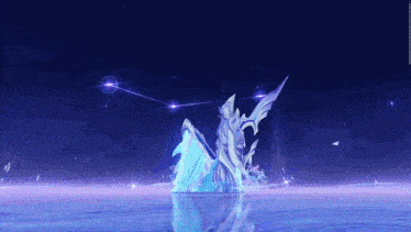 a large piece of ice is floating on top of a body of water in a video game .
