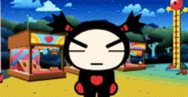 a pixel art drawing of a girl with a heart on her sleeve