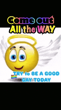 a smiley face with wings and the words come out all the way