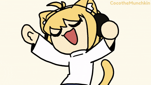 a cartoon of a cat wearing headphones with cocothemunchkin written below it