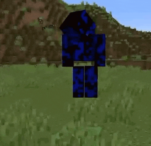 a giant purple monster is standing in the middle of a field in minecraft .