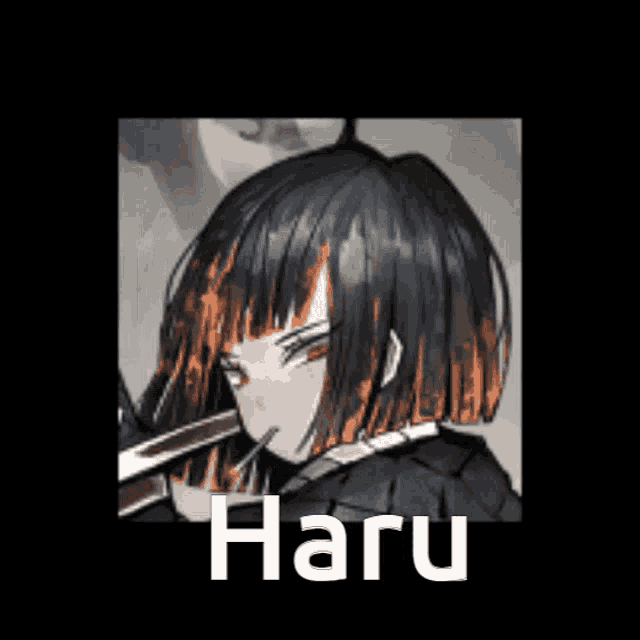 a picture of a girl with the name haru written on it