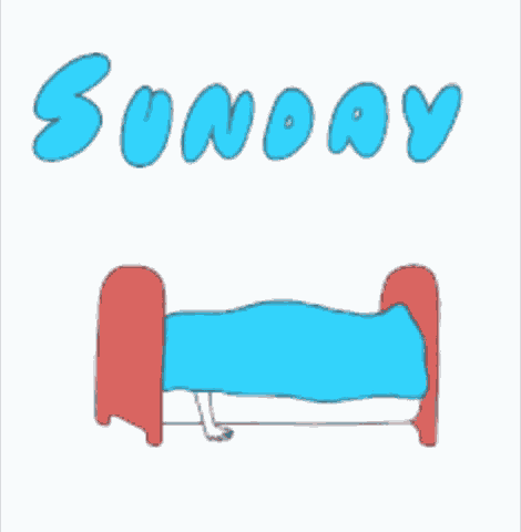 a drawing of a bed with the word sunday on it