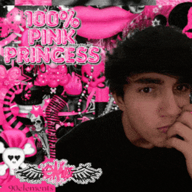 a picture of a boy with the words 100 % pink princess