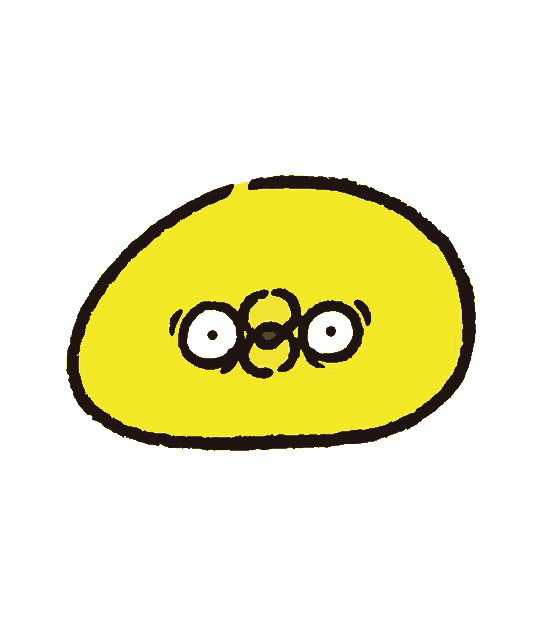 a cartoon drawing of a yellow circle with a red eye