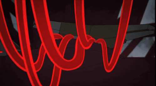 a drawing of a robot with a red light coming out of it 's mouth