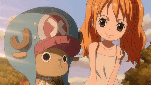 tony tony chopper and nami from one piece pose for a picture