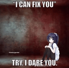 a girl is sitting on the floor with a red background and a quote .