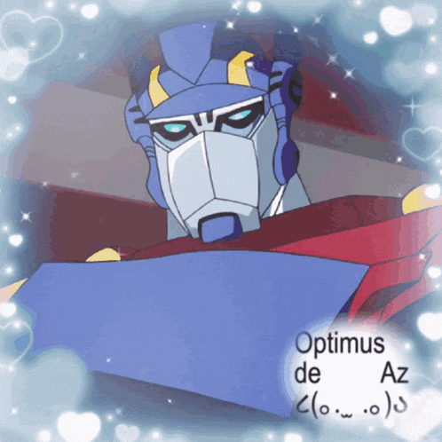 a picture of optimus de az surrounded by hearts and stars