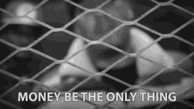 a black and white photo with the words money be the only thing on it