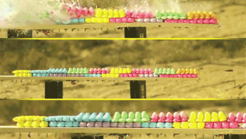 Happy Easter, Peeps GIF - Slo Mo Bullet Gun GIFs