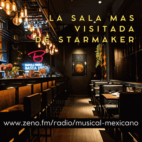 an advertisement for la sala mas visitada starmaker with a picture of a restaurant