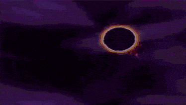 a pixel art of a purple and red background with a circle in the middle