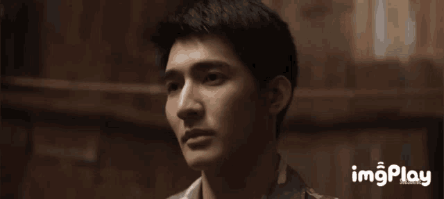 a close up of a man 's face with the words imgplay on the bottom right