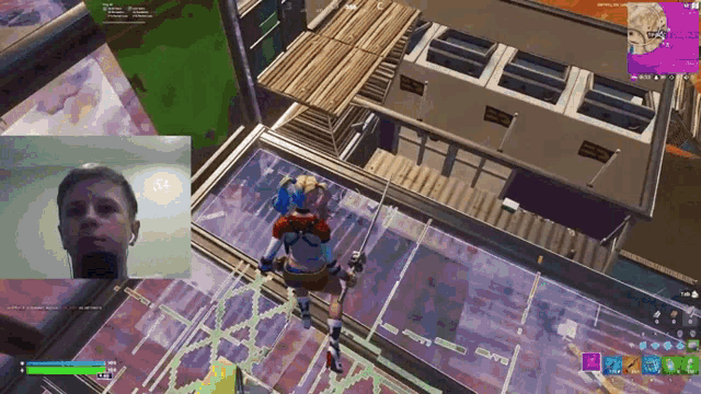 a screenshot of a video game with a man in the background