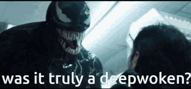 a man is standing in front of a monster that says was it truly a deepwoken ?