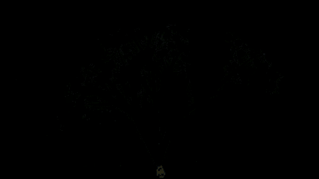 a painting of flowers on a tree branch with a black background