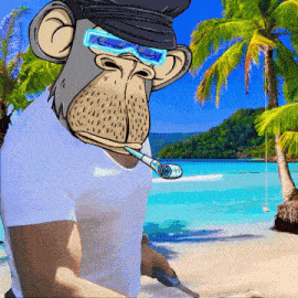 a man with a monkey face on his head smoking a pipe