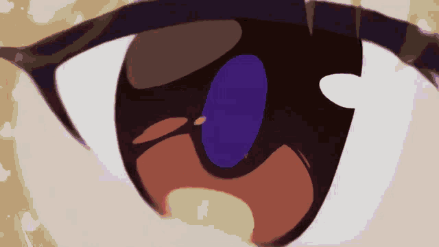 a close up of a cartoon eye with a blue pupil