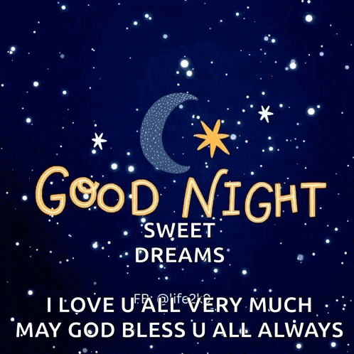 a good night sweet dreams message with a crescent moon