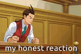 a cartoon of a man in a courtroom with the words " my honest reaction "