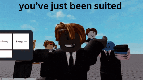 a picture of a man in a suit and tie with the words you 've just been suited above him