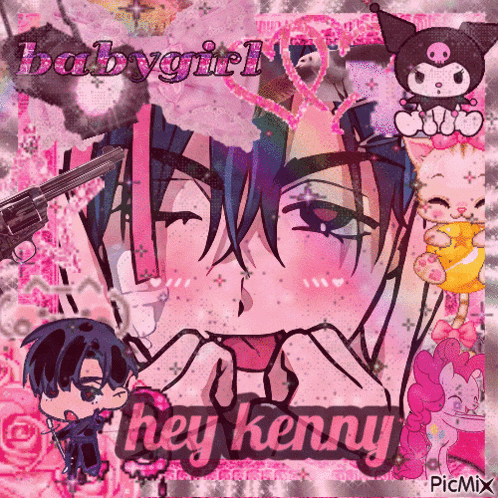a picture of a man with a gun and the words hey kenny